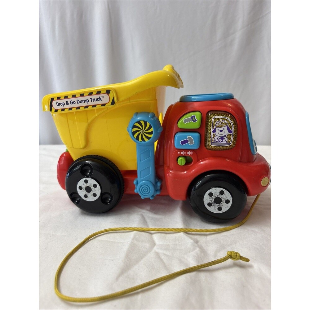 VTECH DROP & GO DUMP TRUCK Lights & Sound With Pull String-tested
